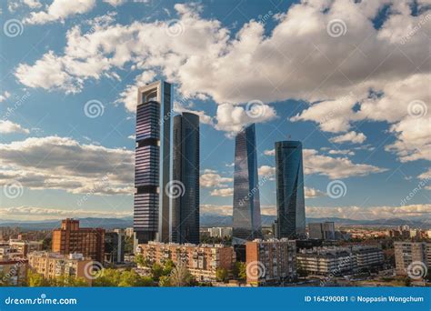 Madrid Spain City Skyline at Financial District Stock Image - Image of spain, cityscape: 164290081