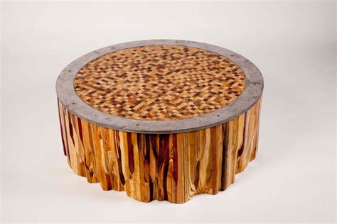 Hand Made Mixed Wood Mosaic End Grain Top Coffee Table by Fast Industries LLC | CustomMade.com