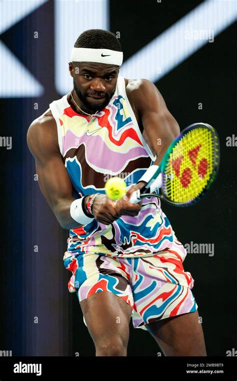 Melbourne Park 20/1/2023. Frances TIAFOE (USA) in action against Karen ...