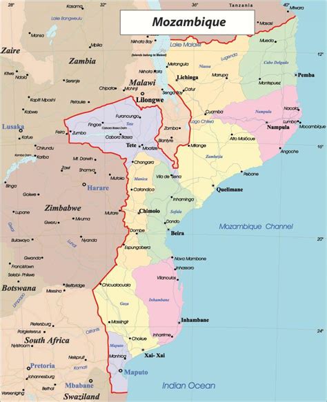 Map of Mozambique - Mozambique in map (Eastern Africa - Africa)