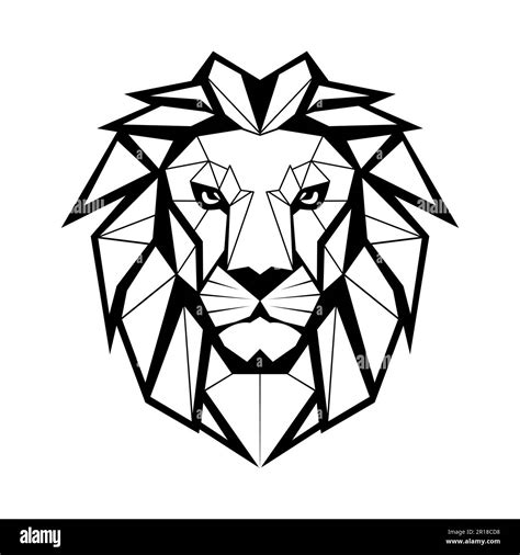 Lion logo design. Abstract black geometric lion head. Lion face drawing. Vector illustration ...