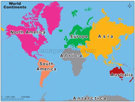 World Continents Map | Continents Map of World | Seven Continents of World