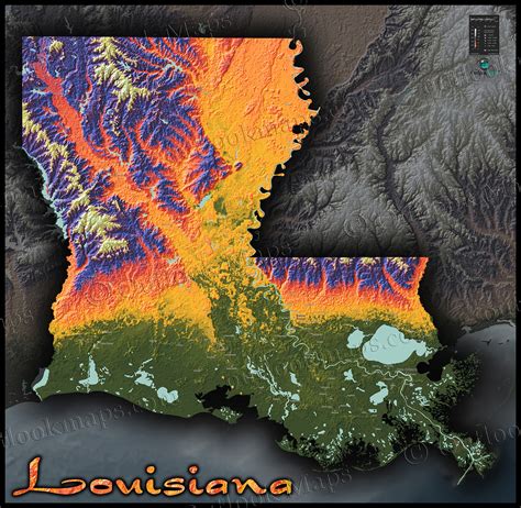 Louisiana Elevation Digital Map - Brande Susannah