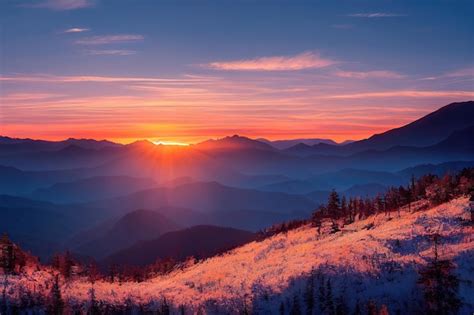 Premium Photo | Beautiful ancient mountains at sunset in the evening ...