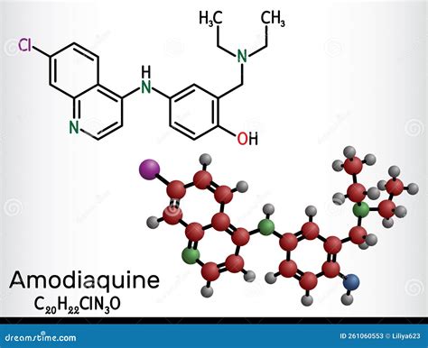 Amodiaquine Molecular Structure Isolated On White Stock Illustration | CartoonDealer.com #121657111