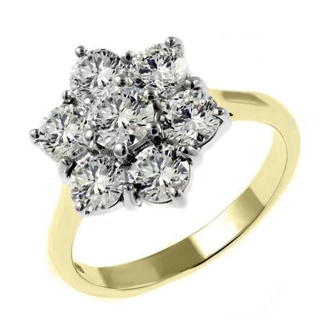 18ct yellow gold 3.00ct F VS2 GIA flower cluster diamond ring - JEWELLERY from Mr Harold and Son UK