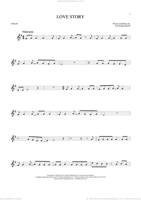 Swift - Love Story sheet music for violin solo