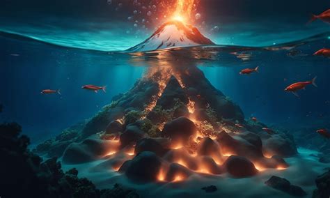 Premium AI Image | Underwater Volcanoes in the Ocean Floor