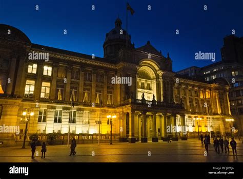 Birmingham Town Hall at night with people in front Stock Photo - Alamy