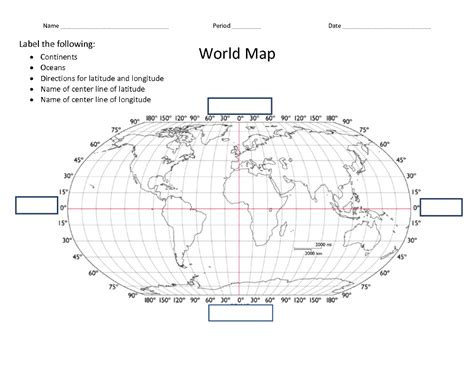 World Map with Latitude Longitude | Latitude and longitude map, Map worksheets, Map