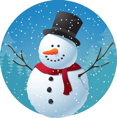 Premium Vector | Cartoon snowman on snow background