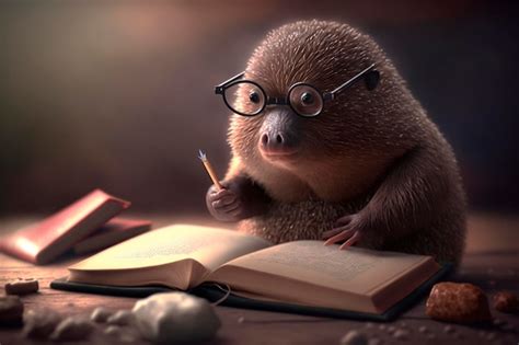 Premium Photo | Illustration Funny mole reading a book AI generated content