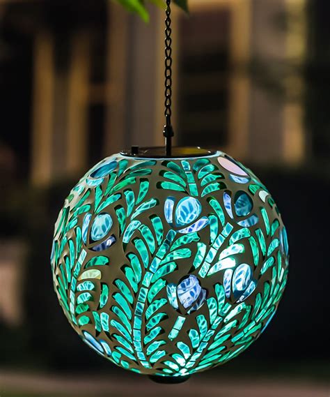 Green Plants Mosaic Hanging Solar Gazing Ball. Add some light to your outdoor decor with this ...