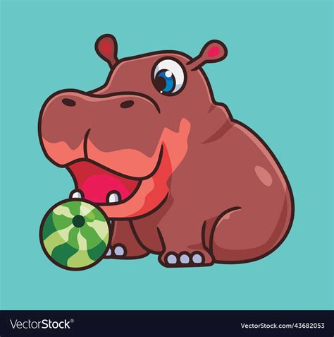 Cute cartoon hippopotamus eating watermelon Vector Image