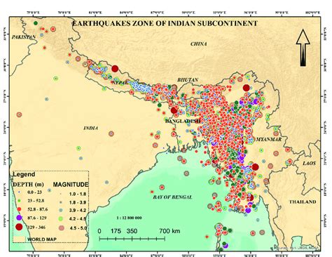 Earthquake catalogue of Bangladesh with depth 0-346 m and magnitude 1.0-5.0 | Download ...