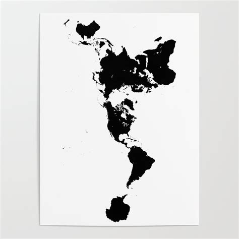 Dymaxion World Map (Fuller Projection Map) - Minimalist Black on White ...