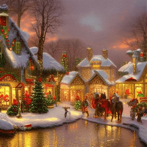 Christmas Village by Thomas Kinkade · Creative Fabrica