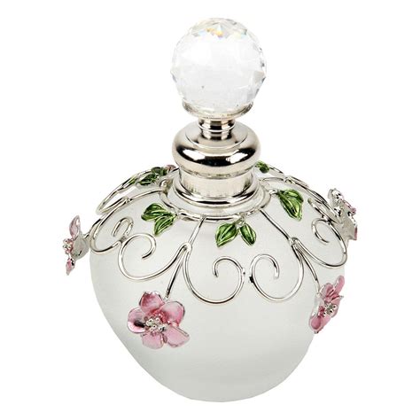 Small Round Perfume Bottle With Pink Wire Flower Design: Amazon.co.uk ...