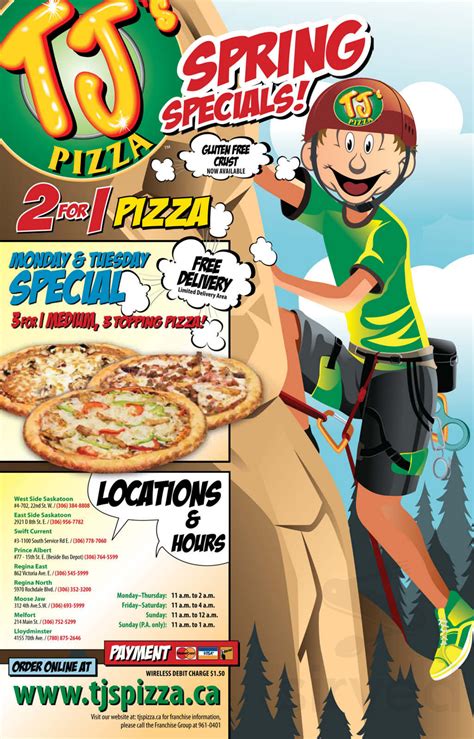 TJ's Pizza Saskatoon West menu in Saskatoon, Saskatchewan, Canada