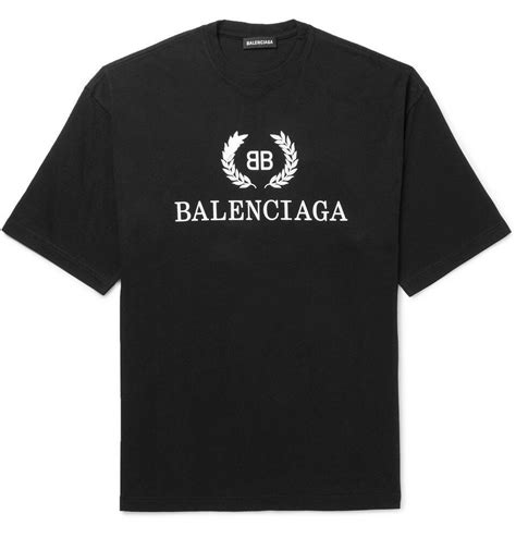 BALENCIAGA Oversized Logo Print Cotton Jersey T-Shirt Men Black ...