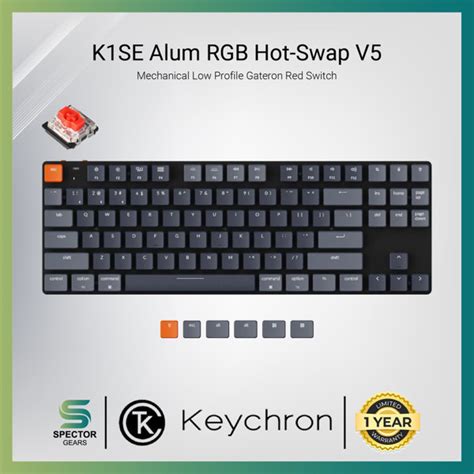 Keychron K1SE (V5) Aluminum RGB Hot-Swappable Gateron G Pro Mechanical Red Switch - VTENH