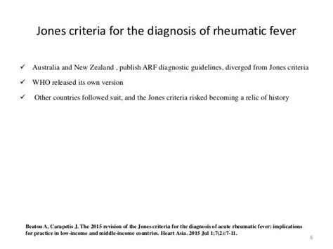 2015 Jones criteria for the diagnosis of rheumatic fever