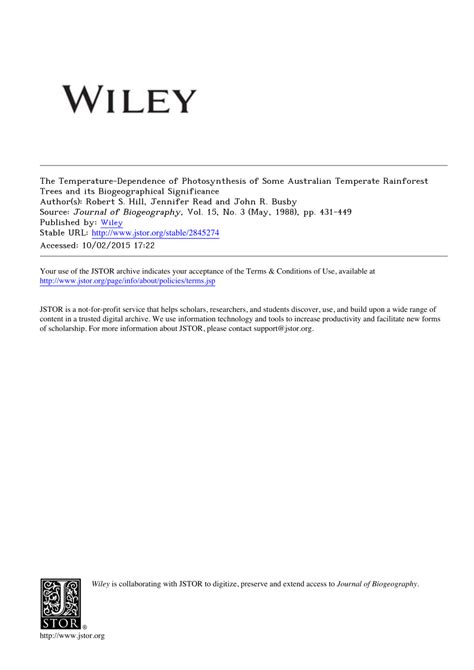 (PDF) The Temperature-Dependence of Photosynthesis of Some Australian ...