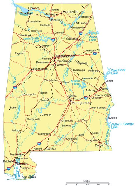 Large Detailed Road Map Of Alabama With Cities Maps Of | Images and ...