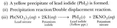 What is observed when a solution of potassium iodide is added to a ...