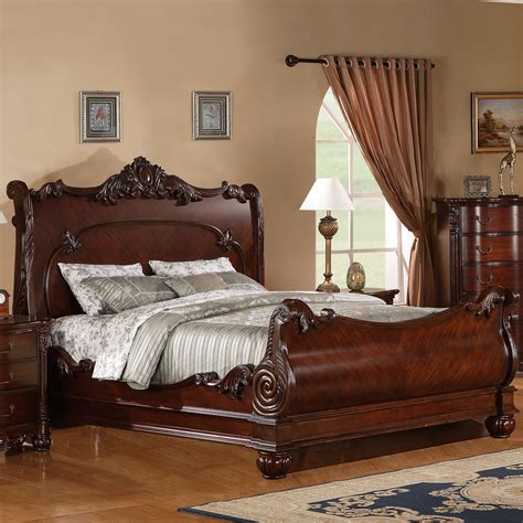 Roundhill Furniture Saillans Solid Wood Sleigh Bed & Reviews | Wayfair.ca