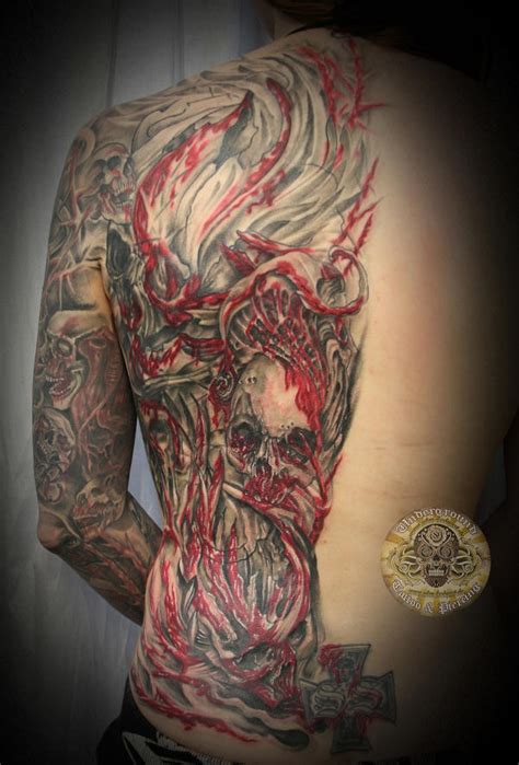 bloody red skull halfback by 2Face-Tattoo on DeviantArt