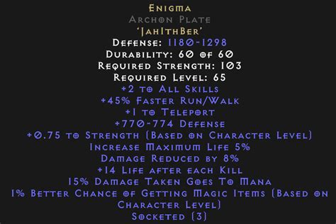 Enigma +770-774 Defense [Archon Plate] - Buy D2R items, Diablo 2 Resurrected - Cheap, Fast & secure