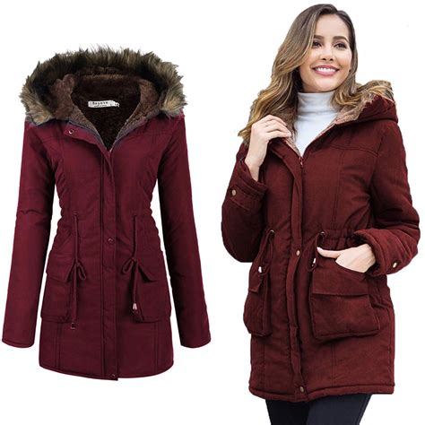 Beyove Womens Winter Coats Jacket Removable Hood Warm Faux Fur Lined Thicken Parka with Pockets ...