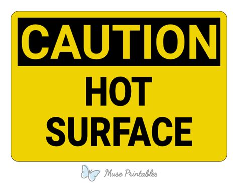 Printable Hot Surface Caution Sign