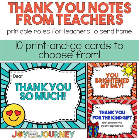 Thank You Notes from Teachers to Students