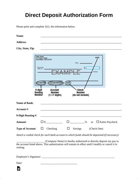 》Free Printable Bank Direct Deposit Form