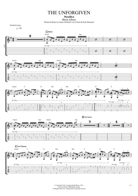 The Unforgiven Tab by Metallica (Guitar Pro) - Full Score | mySongBook