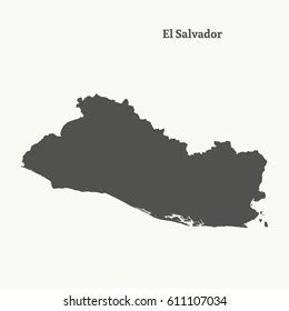 Outline Map El Salvador Isolated Vector Stock Vector (Royalty Free) 611107034 | Shutterstock