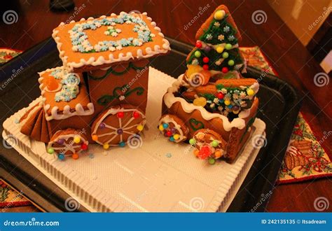 Gingerbread train in home stock image. Image of trees - 242135135