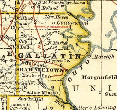 Gallatin County, Illinois 1881 Map, Shawneetown