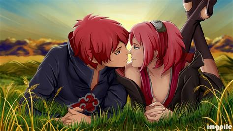 An anime couple with red hair kissing in the grass 3840x2160 - ImgPile