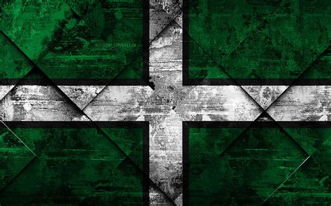 4K free download | Flag of Devon grunge art, rhombus grunge texture, Counties of England, Devon ...