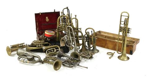 Lot 206 - A collection of 'trumpet family' instruments,