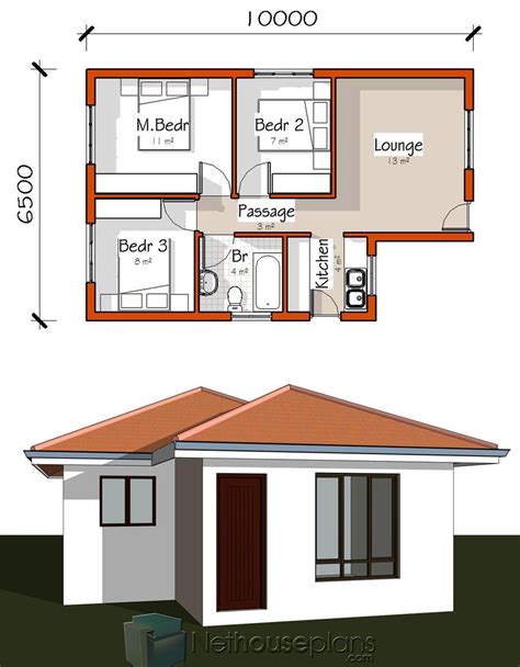 4 Room House Plan with Pictures