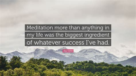 Ray Dalio Quote: “Meditation more than anything in my life was the ...