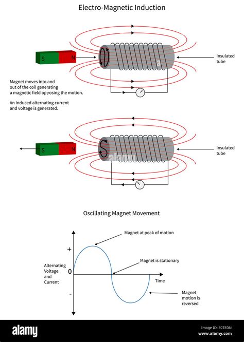 Elektro-magnetische Induktion von einem sich bewegenden Magnet in einer Spule Dirigent ...