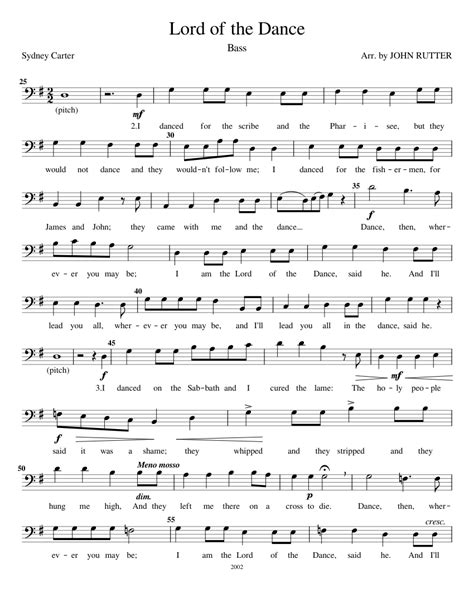 Lord of the Dance - Bass Sheet music for Piano | Download free in PDF or MIDI | Musescore.com