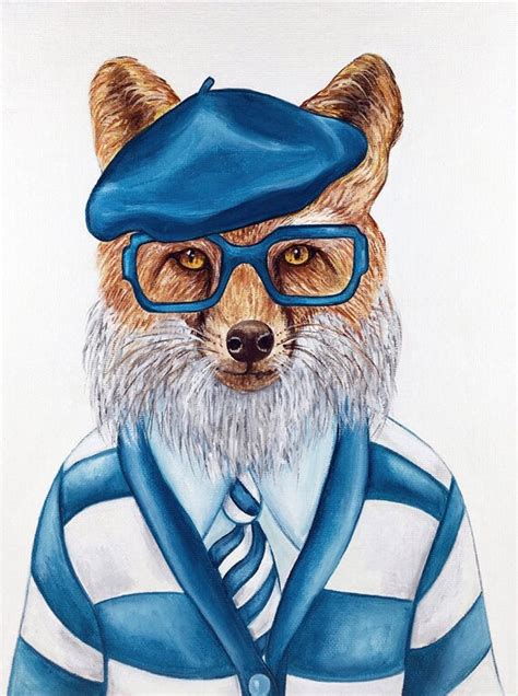 Fox print Fox art print Fox portrait Red fox print Hipster | Etsy