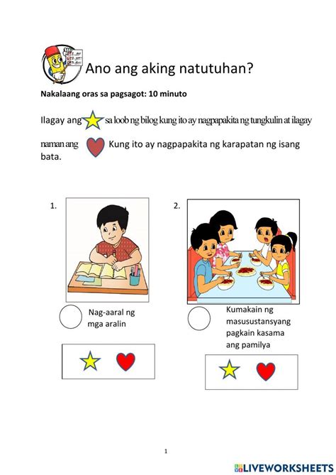 Karapatan At Tungkulin Ng Mga Bata Worksheets - Image to u