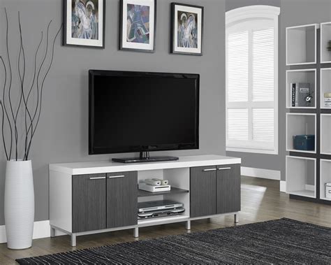 White/gray Hollow-Core TV Console from Monarch (2591) | Coleman Furniture